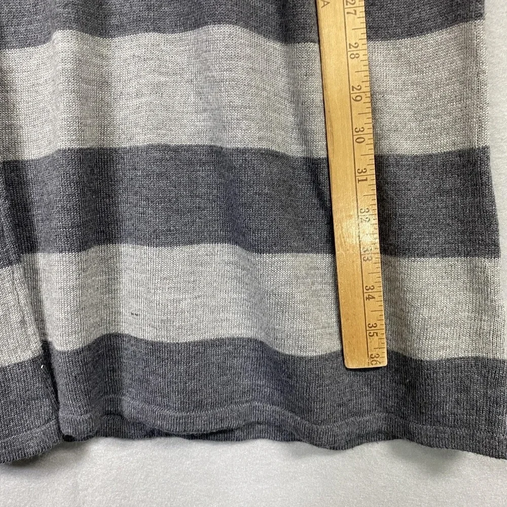 Liv Womens Gray Striped Cowl Neck Sweater Dress 3/4 Sleeve Size‎ L SL1690